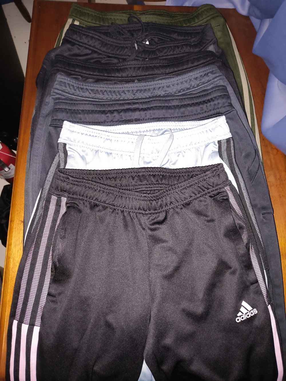 7 pairs Adidas Unisex Athletic Track Pants bundle with classic stripes + pockets